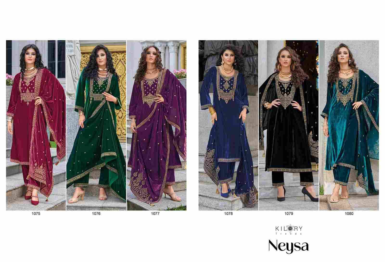 Neysa By Kilory 1075 To 1080 Series Beautiful Festive Suits Colorful Stylish Fancy Casual Wear & Ethnic Wear Premium Velvet Dresses At Wholesale Price