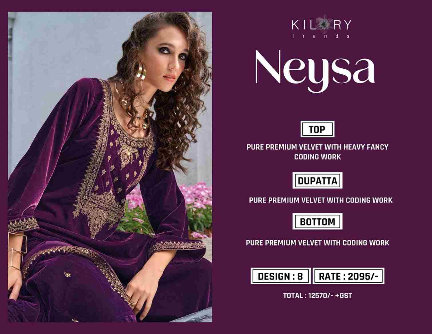 Neysa By Kilory 1075 To 1080 Series Beautiful Festive Suits Colorful Stylish Fancy Casual Wear & Ethnic Wear Premium Velvet Dresses At Wholesale Price