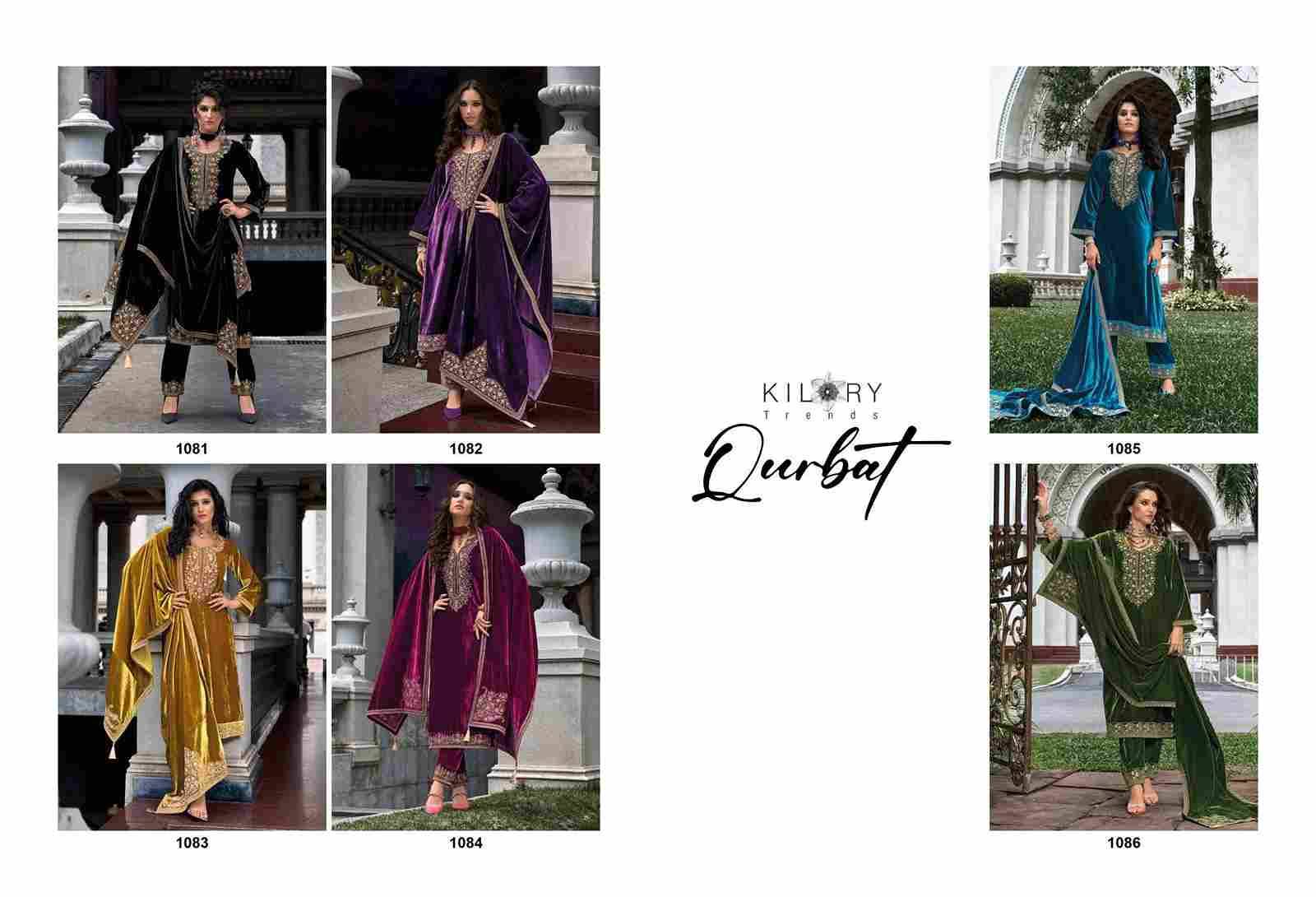 Qurbat By Kilory 1081 To 1086 Series Beautiful Festive Suits Colorful Stylish Fancy Casual Wear & Ethnic Wear Premium Velvet Dresses At Wholesale Price