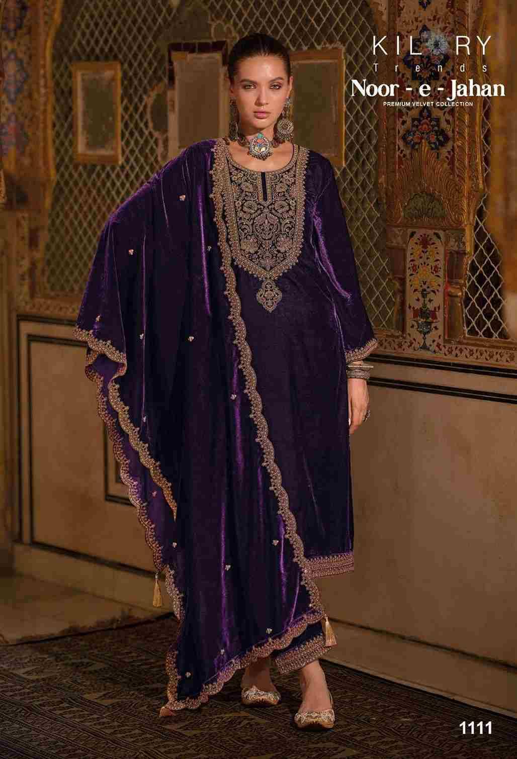 Noor-E-Jahan By Kilory 1111 To 1114 Series Beautiful Festive Suits Colorful Stylish Fancy Casual Wear & Ethnic Wear Premium Velvet Dresses At Wholesale Price