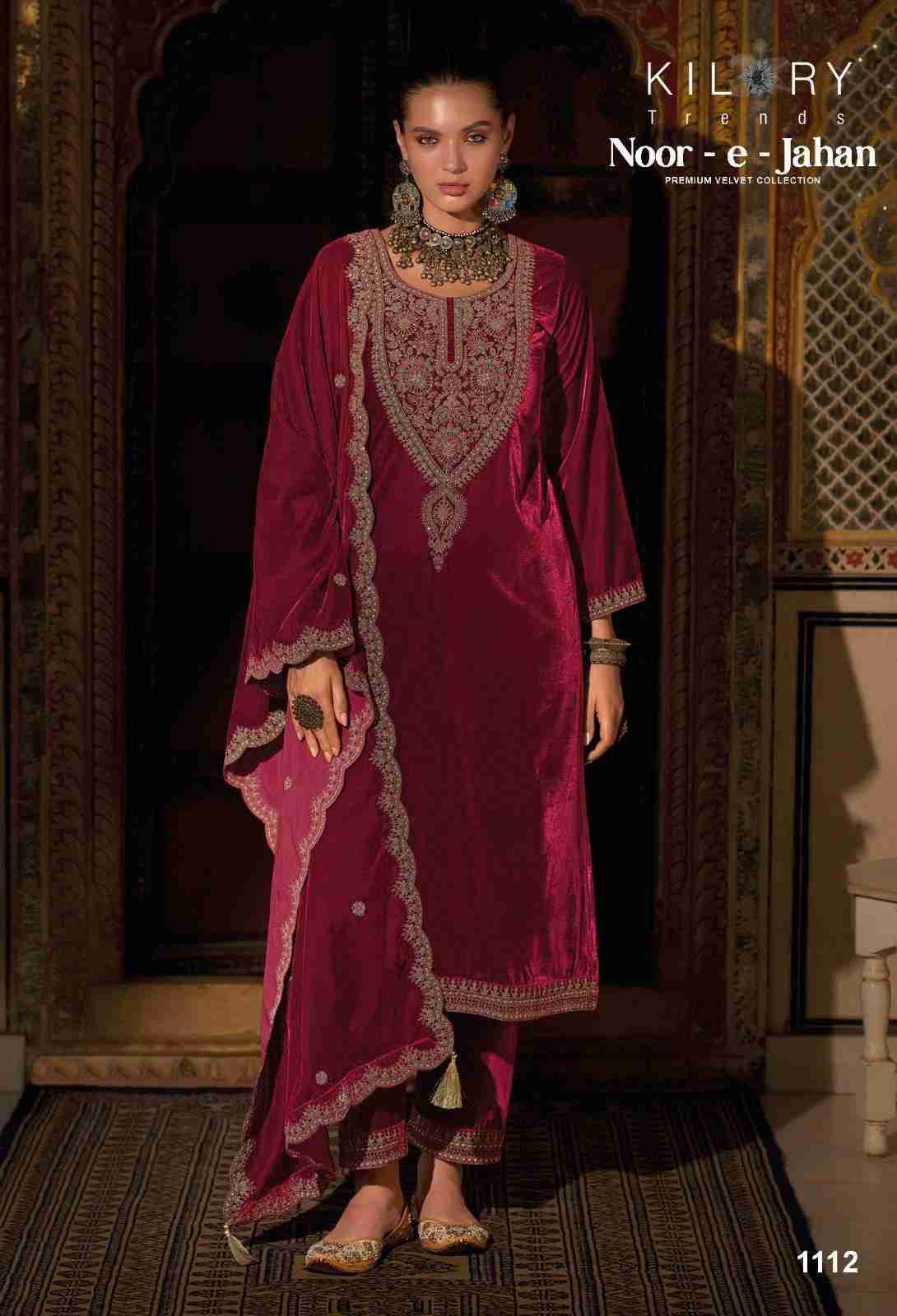 Noor-E-Jahan By Kilory 1111 To 1114 Series Beautiful Festive Suits Colorful Stylish Fancy Casual Wear & Ethnic Wear Premium Velvet Dresses At Wholesale Price