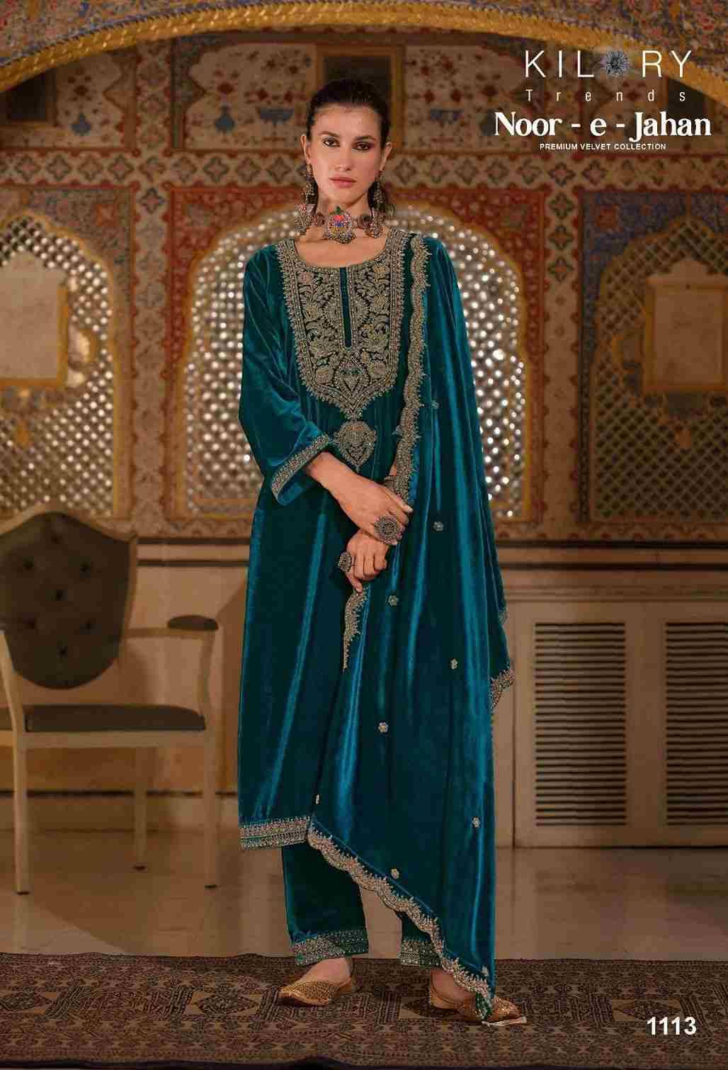 Noor-E-Jahan By Kilory 1111 To 1114 Series Beautiful Festive Suits Colorful Stylish Fancy Casual Wear & Ethnic Wear Premium Velvet Dresses At Wholesale Price