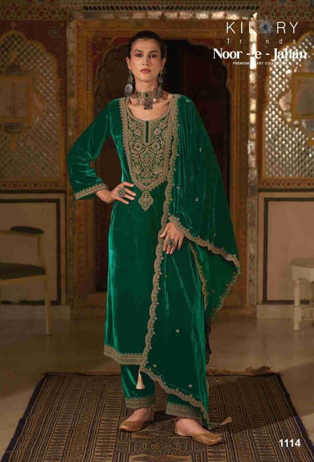 Noor-E-Jahan By Kilory 1111 To 1114 Series Beautiful Festive Suits Colorful Stylish Fancy Casual Wear & Ethnic Wear Premium Velvet Dresses At Wholesale Price