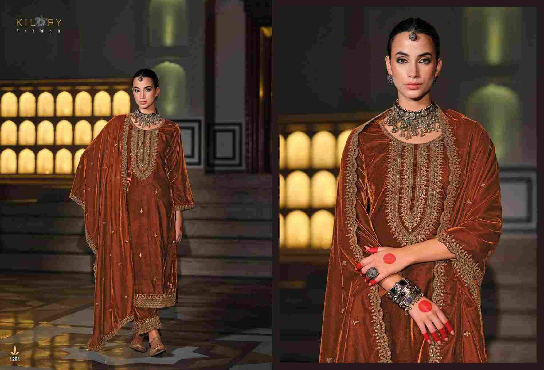 Rasm By Kilory 1201 To 1206 Series Beautiful Festive Suits Colorful Stylish Fancy Casual Wear & Ethnic Wear Premium Velvet Dresses At Wholesale Price