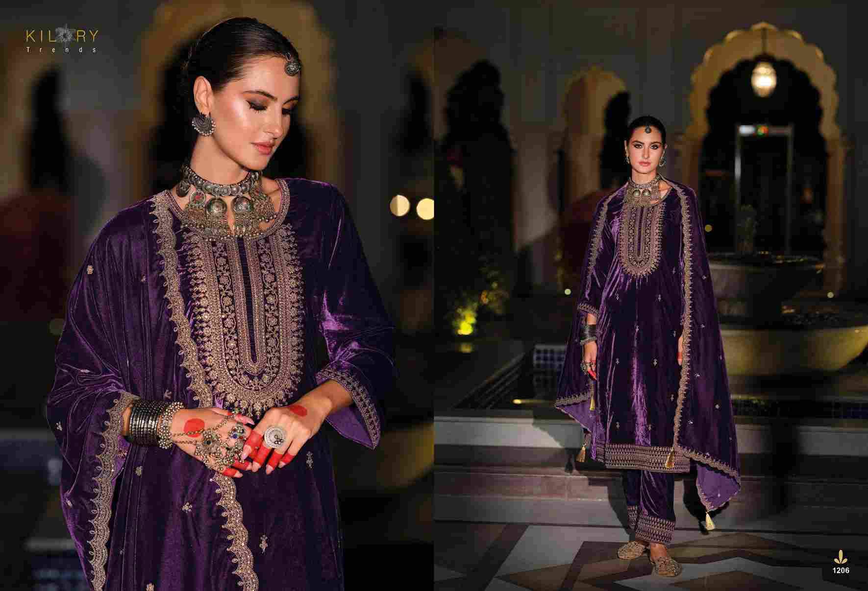 Rasm By Kilory 1201 To 1206 Series Beautiful Festive Suits Colorful Stylish Fancy Casual Wear & Ethnic Wear Premium Velvet Dresses At Wholesale Price