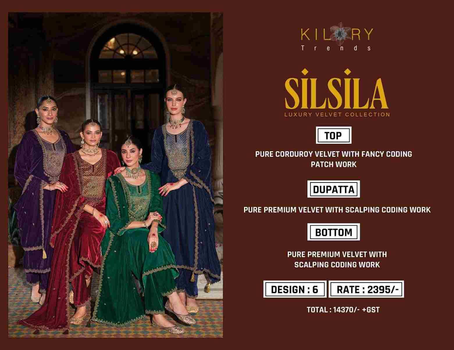 Silsila By Kilory 1171 To 1176 Series Beautiful Festive Suits Colorful Stylish Fancy Casual Wear & Ethnic Wear Premium Velvet Dresses At Wholesale Price