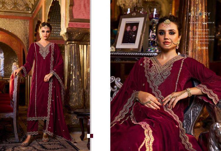Dilruba By Kilory 1001 To 1006 Series Beautiful Festive Suits Colorful Stylish Fancy Casual Wear & Ethnic Wear Premium Velvet Dresses At Wholesale Price
