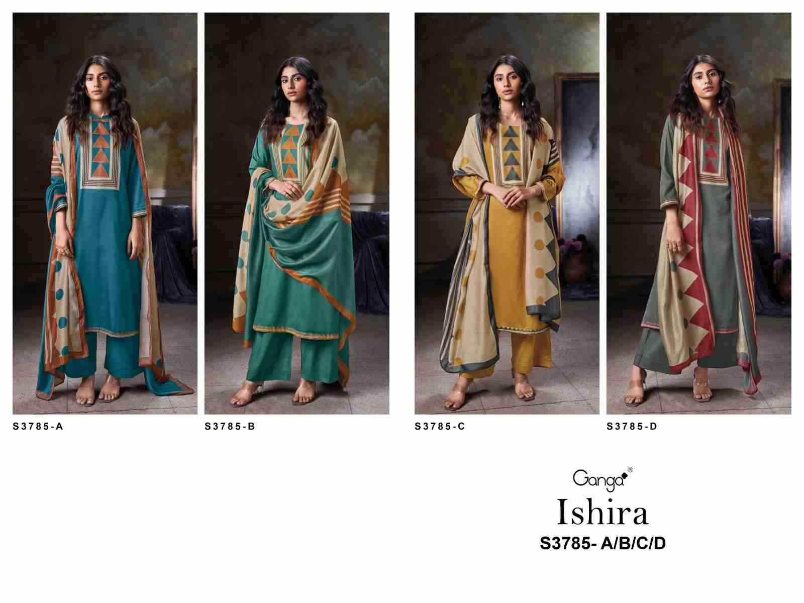 Ishira-3785 By Ganga Fashion 3785-A To 3785-D Series Beautiful Festive Suits Colorful Stylish Fancy Casual Wear & Ethnic Wear Premium Cotton Satin Dresses At Wholesale Price