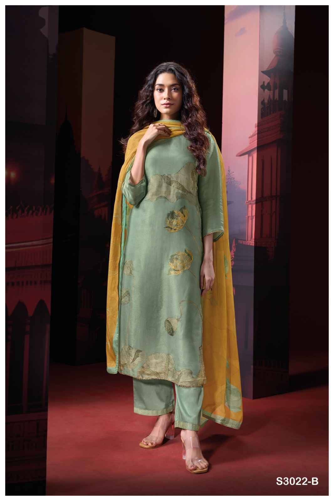 Shein-3022 By Ganga Fashion 3022-A To 3022-C Series Beautiful Festive Suits Colorful Stylish Fancy Casual Wear & Ethnic Wear Premium Bemberg Silk Jacquard Dresses At Wholesale Price