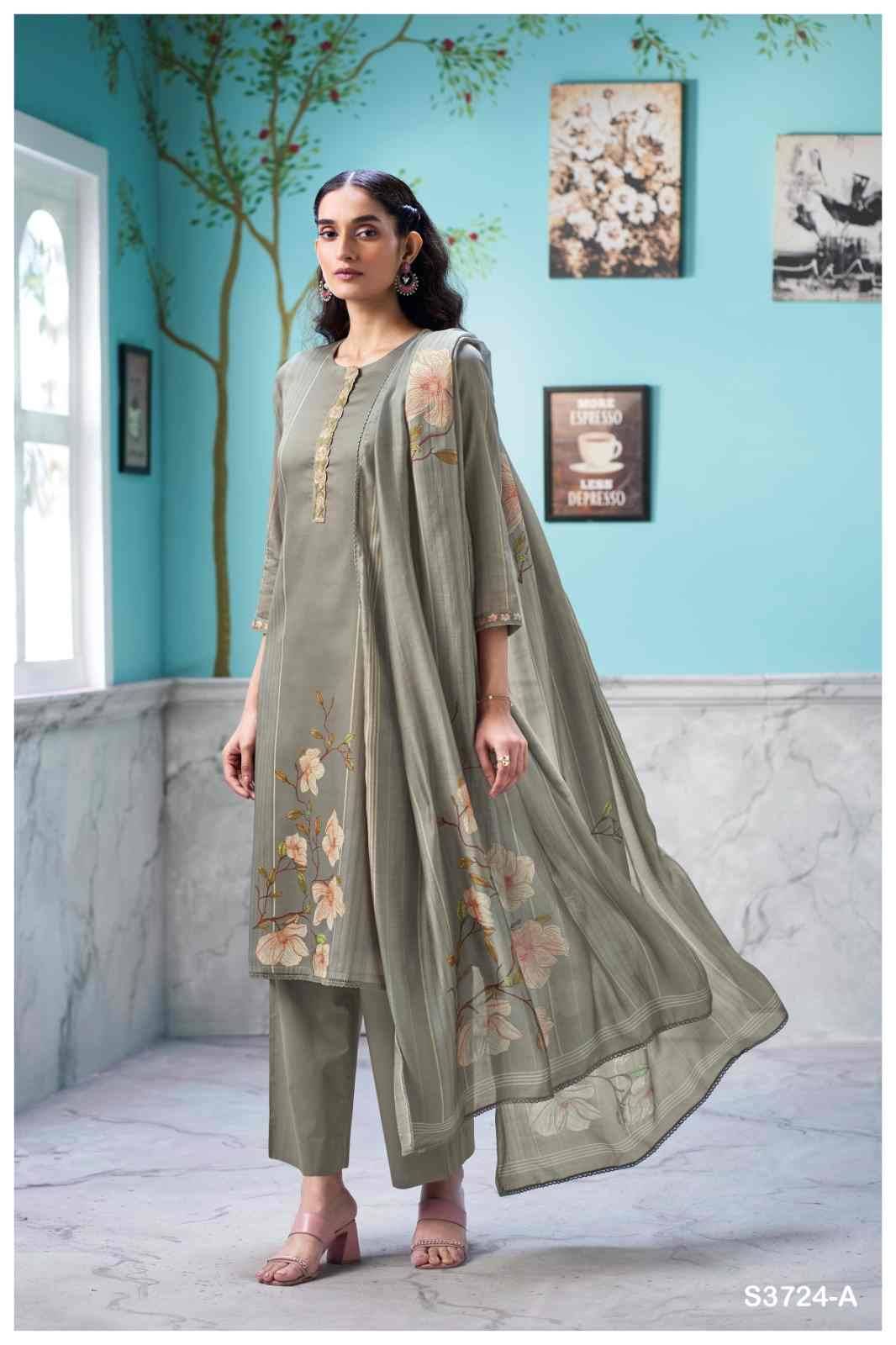 Saffira-3724 By Ganga Fashion 3724-A To 3724-D Series Beautiful Festive Suits Colorful Stylish Fancy Casual Wear & Ethnic Wear Premium Cotton Satin Dresses At Wholesale Price