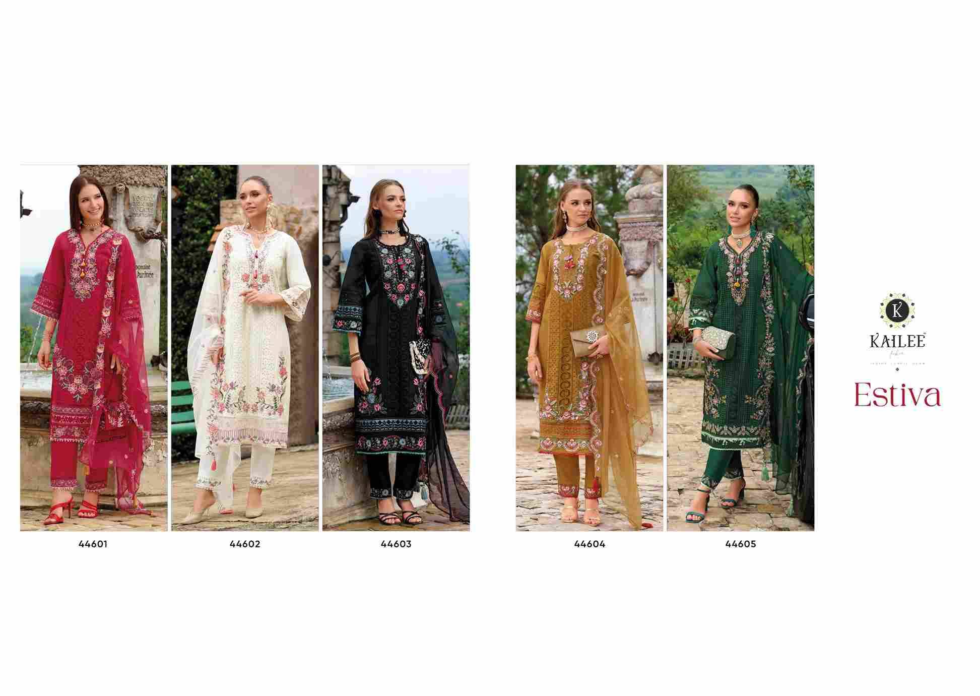 Estiva By Kailee 44601 To 44605 Series Beautiful Festive Suits Colorful Stylish Fancy Casual Wear & Ethnic Wear Pure Viscose Organza Dresses At Wholesale Price