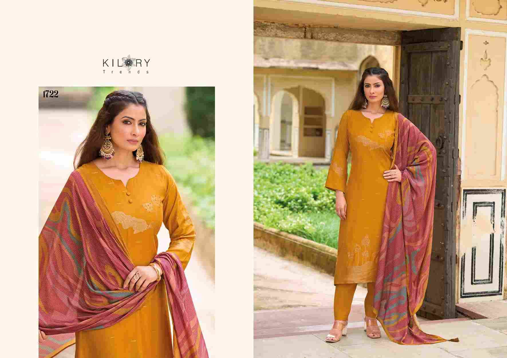 Myra By Kilory 1721 To 1724 Series Beautiful Festive Suits Colorful Stylish Fancy Casual Wear & Ethnic Wear Pure Muslin Jacquard Silk Dresses At Wholesale Price
