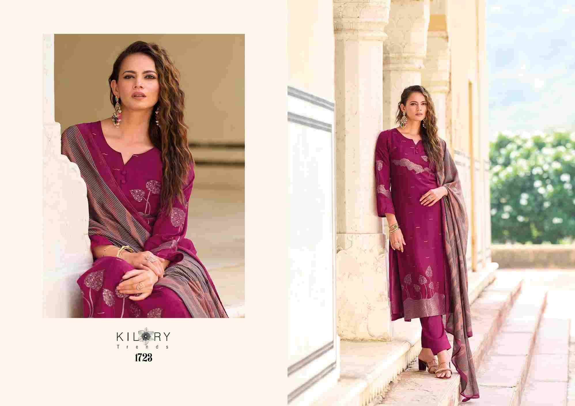 Myra By Kilory 1721 To 1724 Series Beautiful Festive Suits Colorful Stylish Fancy Casual Wear & Ethnic Wear Pure Muslin Jacquard Silk Dresses At Wholesale Price