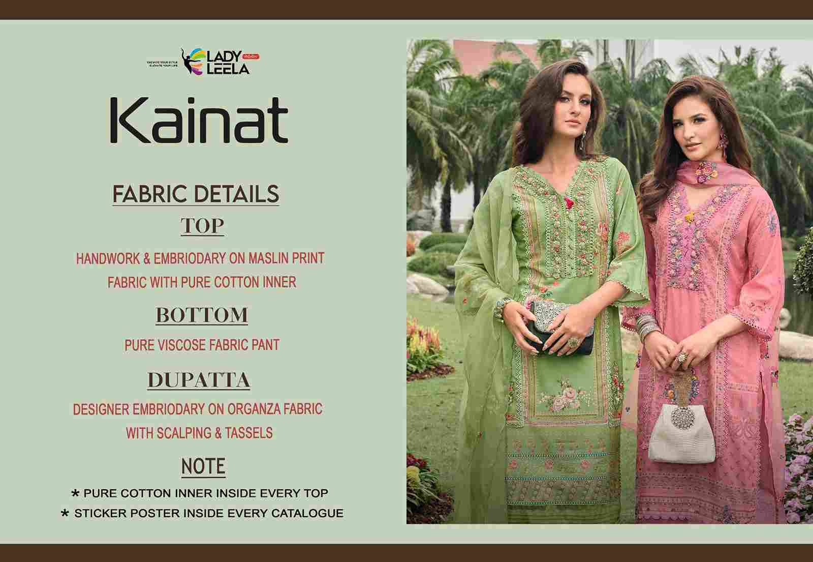 Kainat By Lady Leela 31091 To 31096 Series Beautiful Festive Suits Colorful Stylish Fancy Casual Wear & Ethnic Wear Pure Muslin With Work Dresses At Wholesale Price