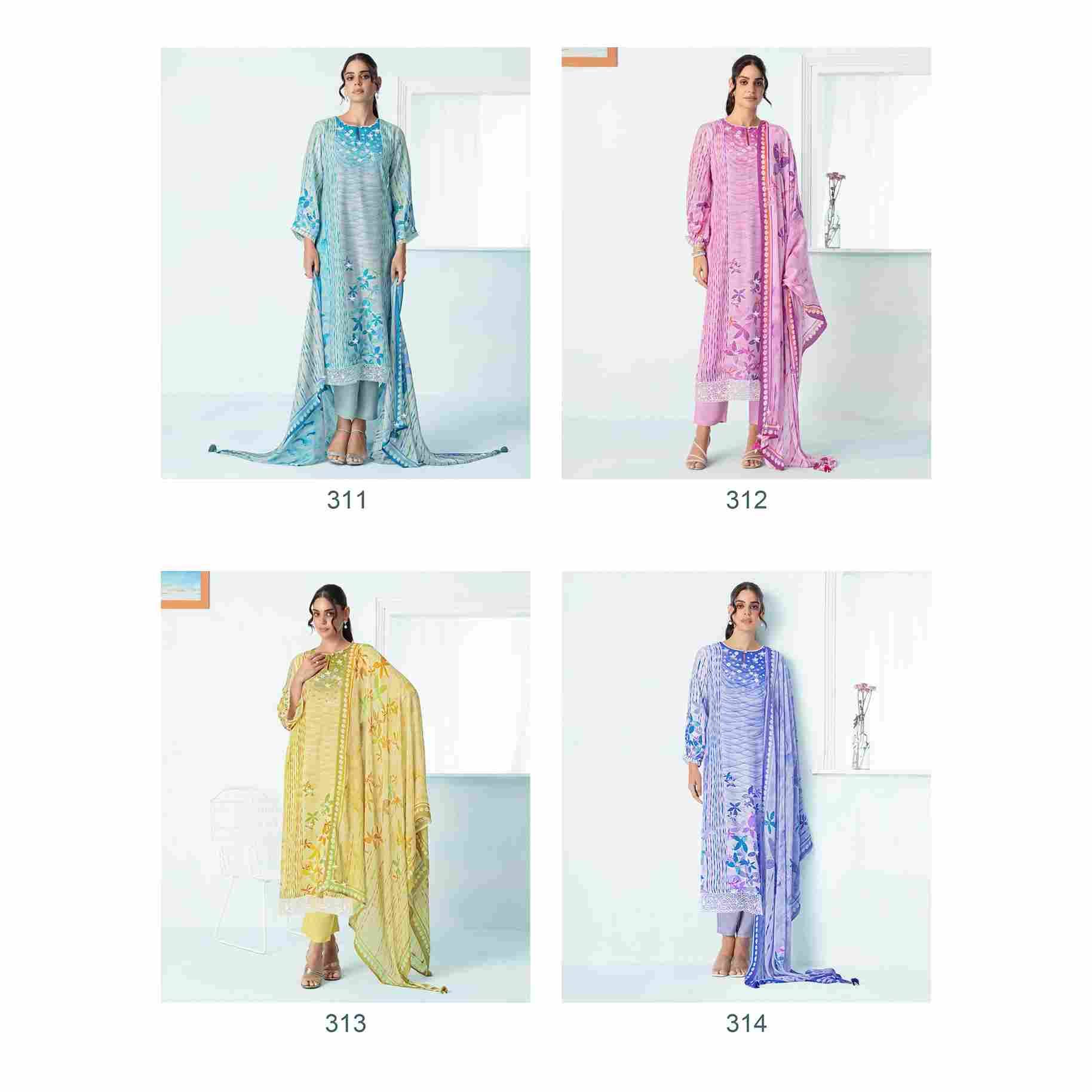 Ocean By Sohni 311 To 314 Series Beautiful Suits Colorful Stylish Fancy Casual Wear & Ethnic Wear Pure Muslin Dresses At Wholesale Price