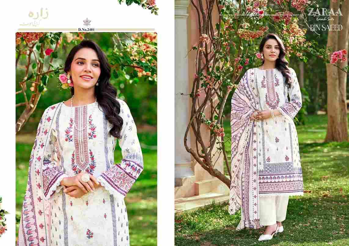 Bin Saeed Vol-24 By Zaraa 2401 To 2408 Series Beautiful Stylish Festive Suits Fancy Colorful Casual Wear & Ethnic Wear & Ready To Wear Pure Cambric Dresses At Wholesale Price