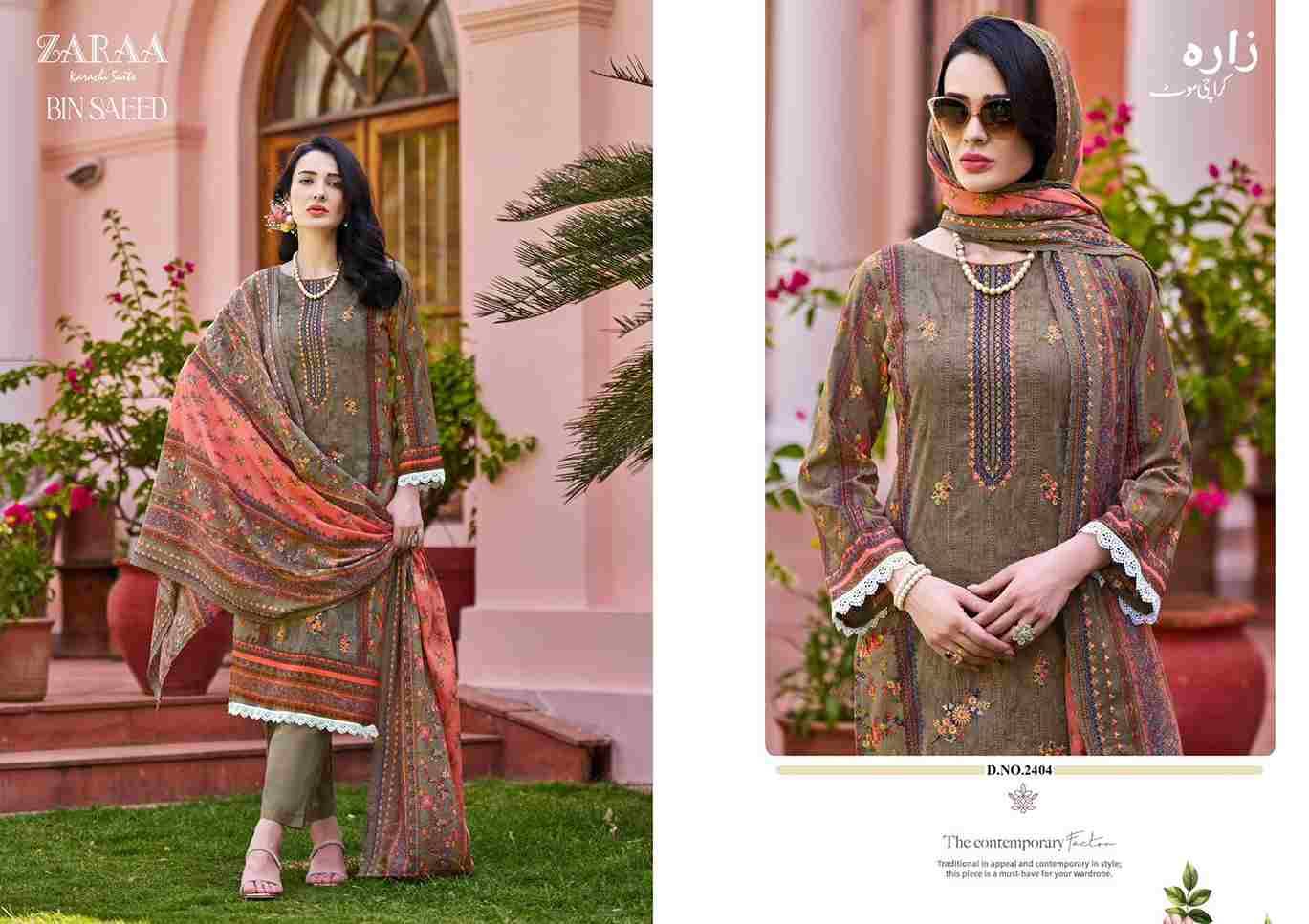 Bin Saeed Vol-24 By Zaraa 2401 To 2408 Series Beautiful Stylish Festive Suits Fancy Colorful Casual Wear & Ethnic Wear & Ready To Wear Pure Cambric Dresses At Wholesale Price