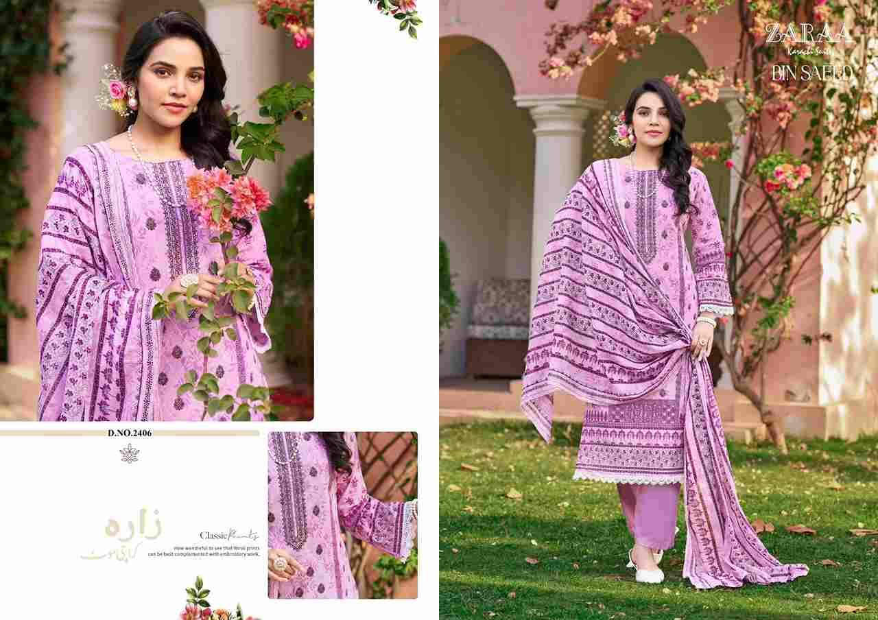 Bin Saeed Vol-24 By Zaraa 2401 To 2408 Series Beautiful Stylish Festive Suits Fancy Colorful Casual Wear & Ethnic Wear & Ready To Wear Pure Cambric Dresses At Wholesale Price