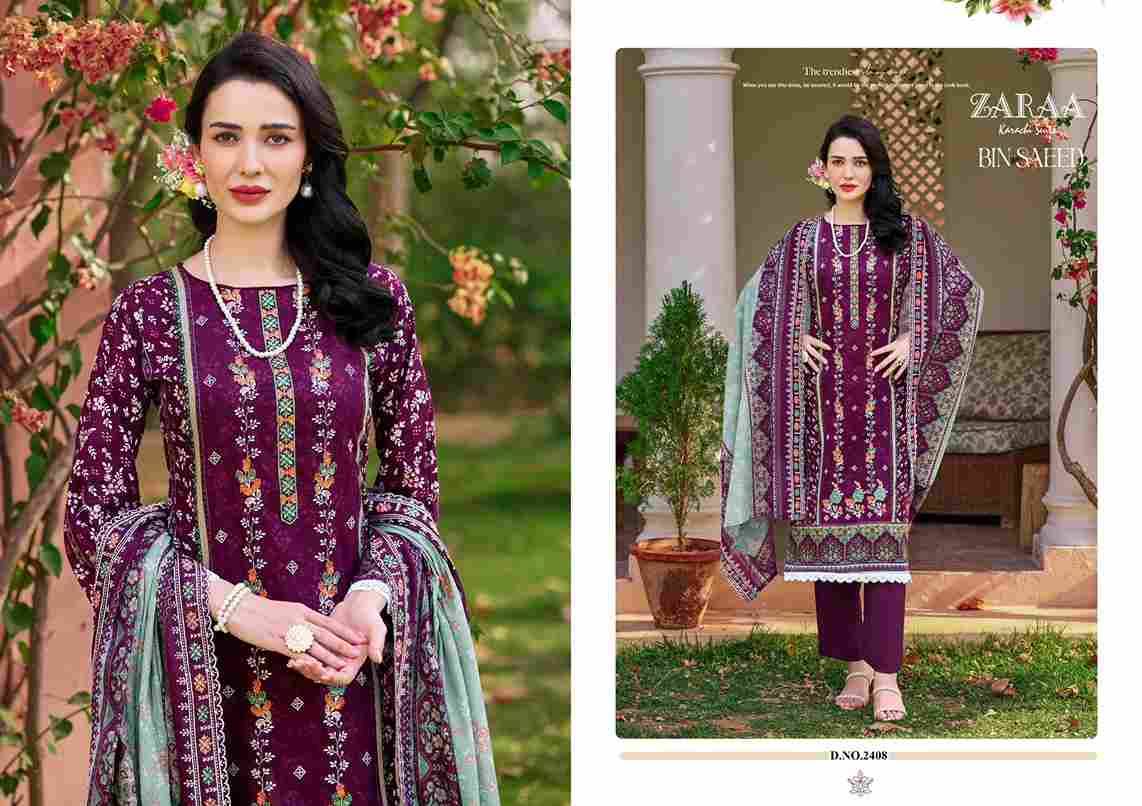 Bin Saeed Vol-24 By Zaraa 2401 To 2408 Series Beautiful Stylish Festive Suits Fancy Colorful Casual Wear & Ethnic Wear & Ready To Wear Pure Cambric Dresses At Wholesale Price