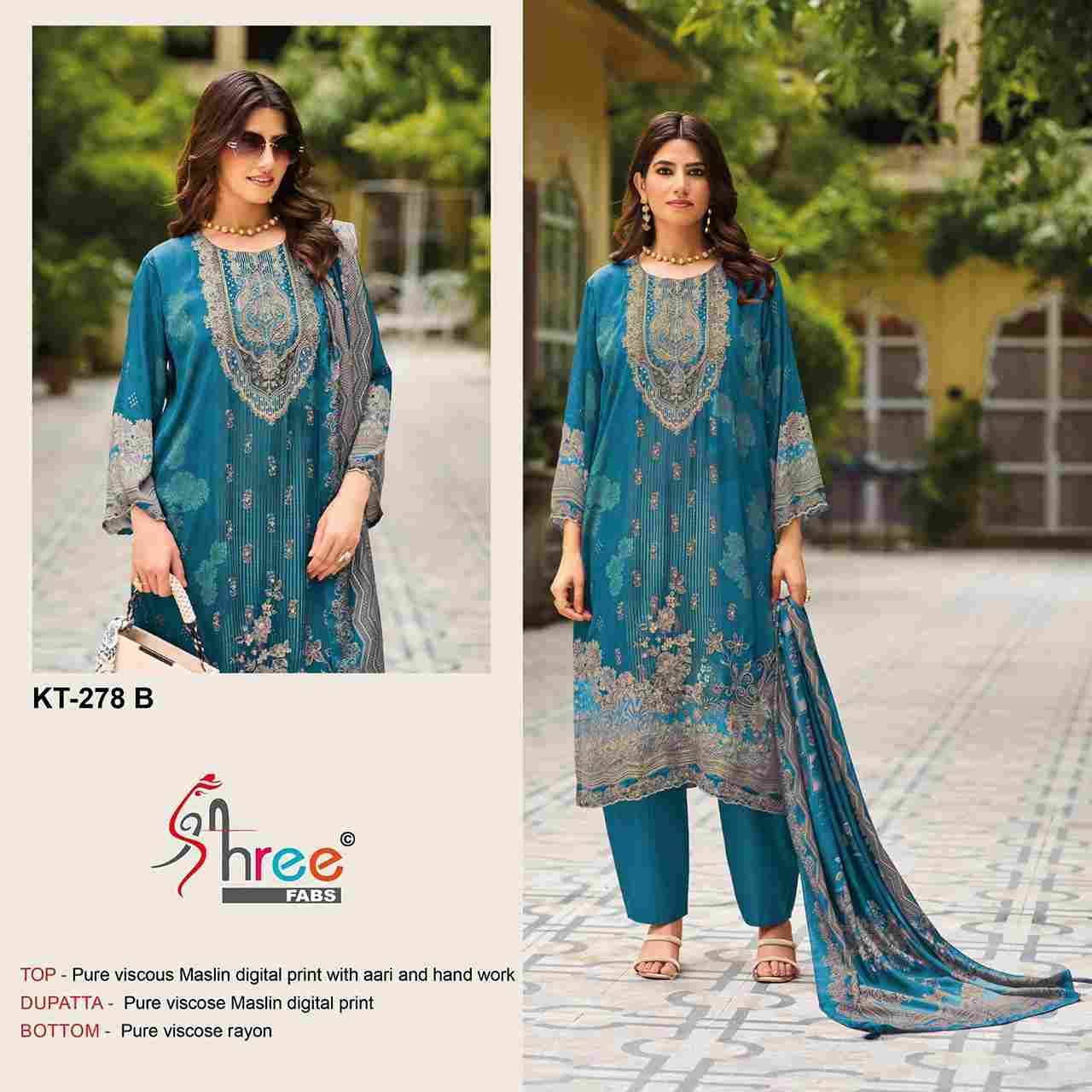 Shree Fabs Hit Design KT-278 Colours By Shree Fabs KT-278-A To KT-278-D Series Designer Pakistani Suits Beautiful Fancy Stylish Colorful Party Wear & Occasional Wear Pure Viscose Muslin Embroidery Dresses At Wholesale Price