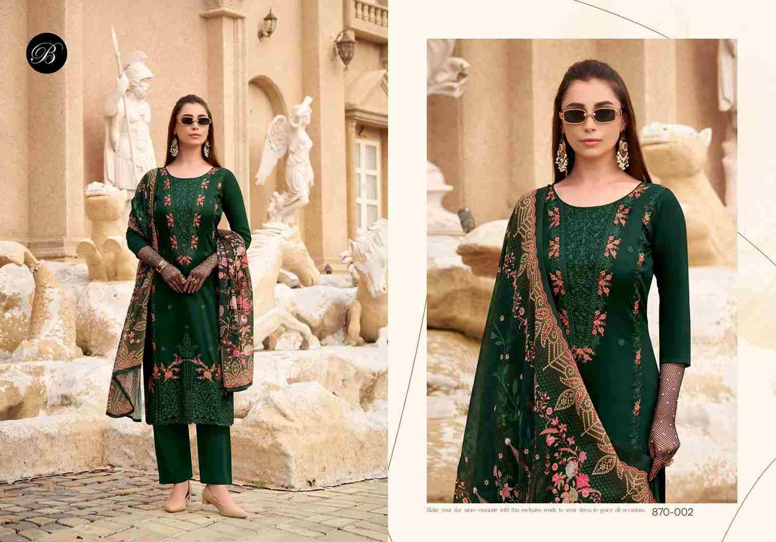 Zarqash Vol-7 By Belliza 870-001 To 870-006 Series Beautiful Festive Suits Stylish Fancy Colorful Casual Wear & Ethnic Wear Pure Jam Cotton Dresses At Wholesale Price