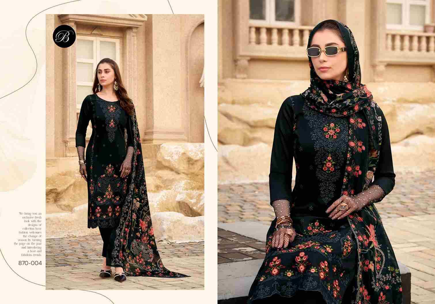 Zarqash Vol-7 By Belliza 870-001 To 870-006 Series Beautiful Festive Suits Stylish Fancy Colorful Casual Wear & Ethnic Wear Pure Jam Cotton Dresses At Wholesale Price