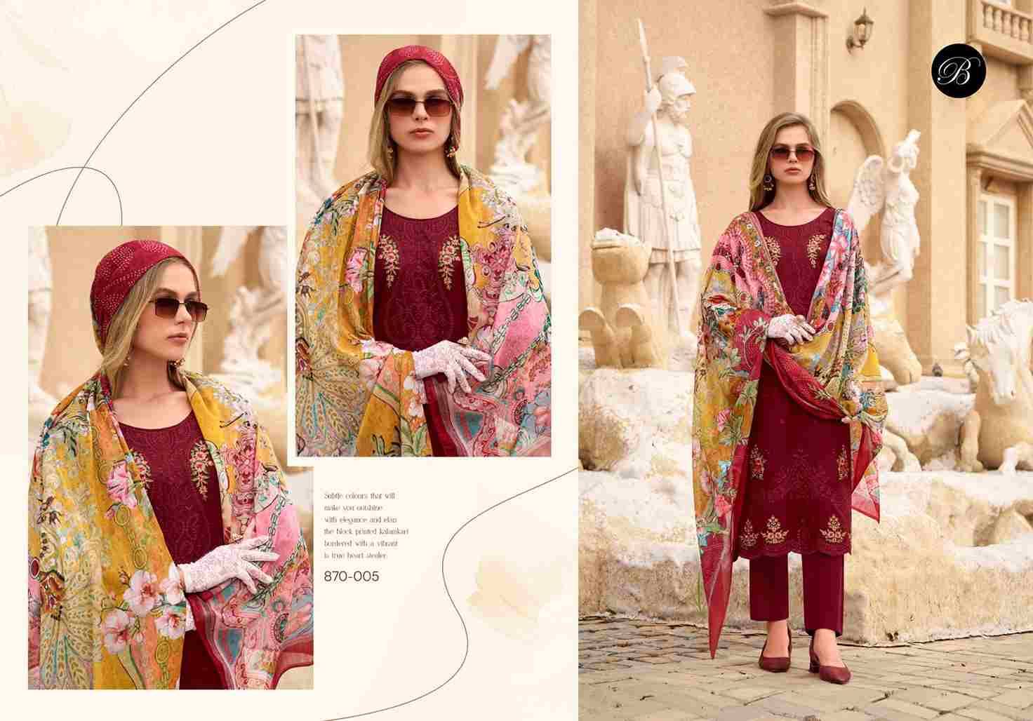 Zarqash Vol-7 By Belliza 870-001 To 870-006 Series Beautiful Festive Suits Stylish Fancy Colorful Casual Wear & Ethnic Wear Pure Jam Cotton Dresses At Wholesale Price