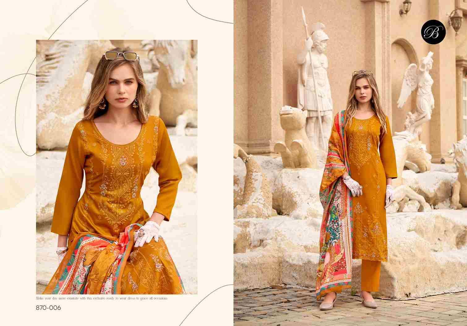 Zarqash Vol-7 By Belliza 870-001 To 870-006 Series Beautiful Festive Suits Stylish Fancy Colorful Casual Wear & Ethnic Wear Pure Jam Cotton Dresses At Wholesale Price