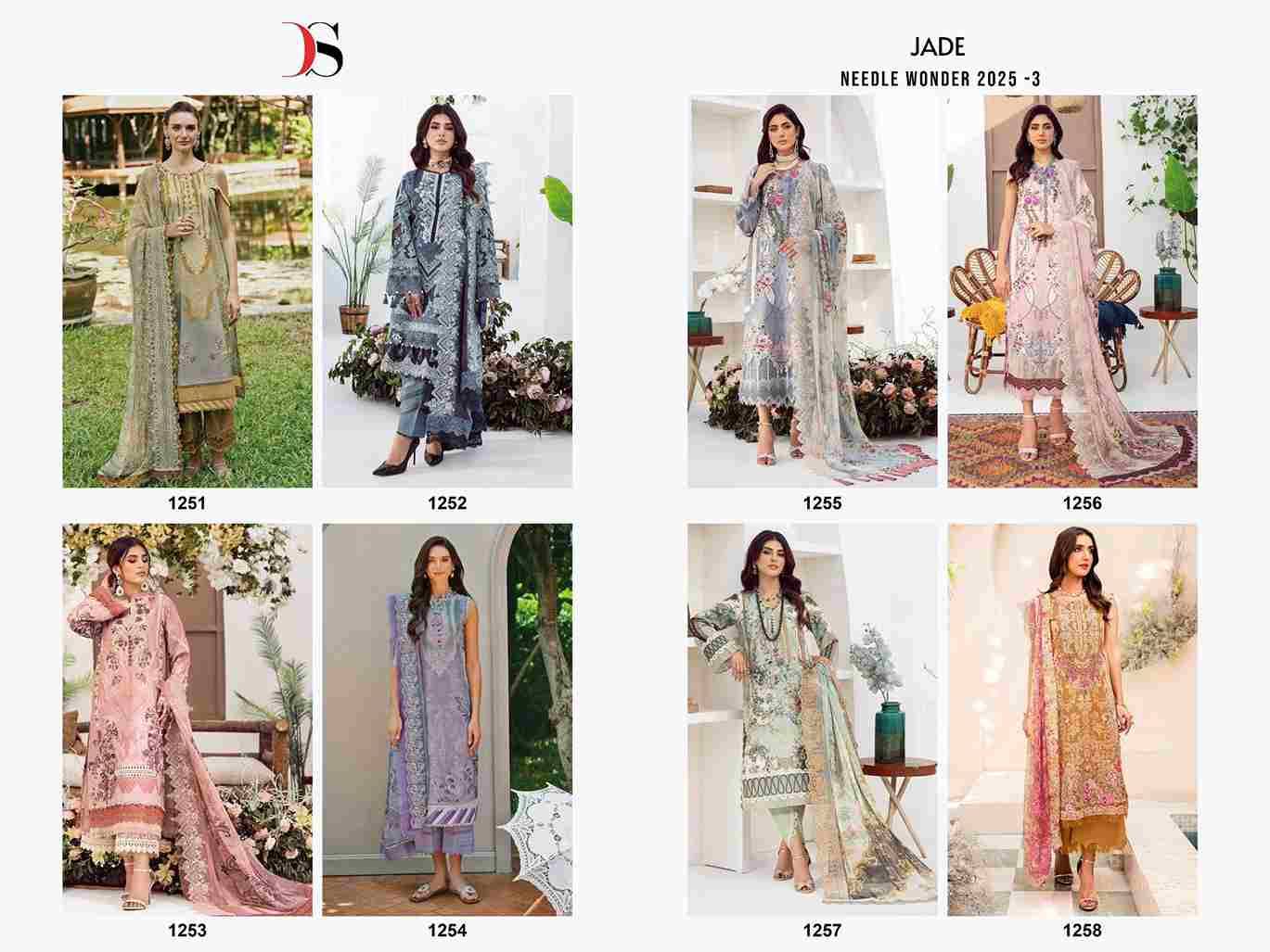 Jade Needle Wonder-2025 Vol-3 By Deepsy Suits 1251 To 1258 Series Pakistani Stylish Beautiful Colourful Printed & Embroidered Party Wear & Occasional Wear Pure Cotton Dresses At Wholesale Price