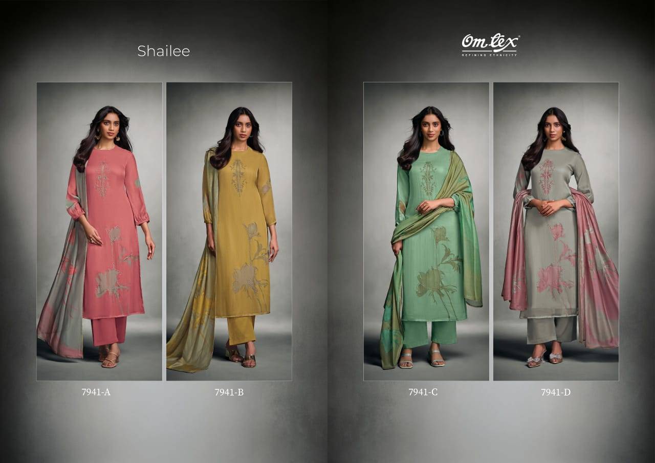 Shailee By Om Tex 7941-A To 7941-D Series Beautiful Suits Stylish Fancy Colorful Party Wear & Ethnic Wear Flex Dresses At Wholesale Price
