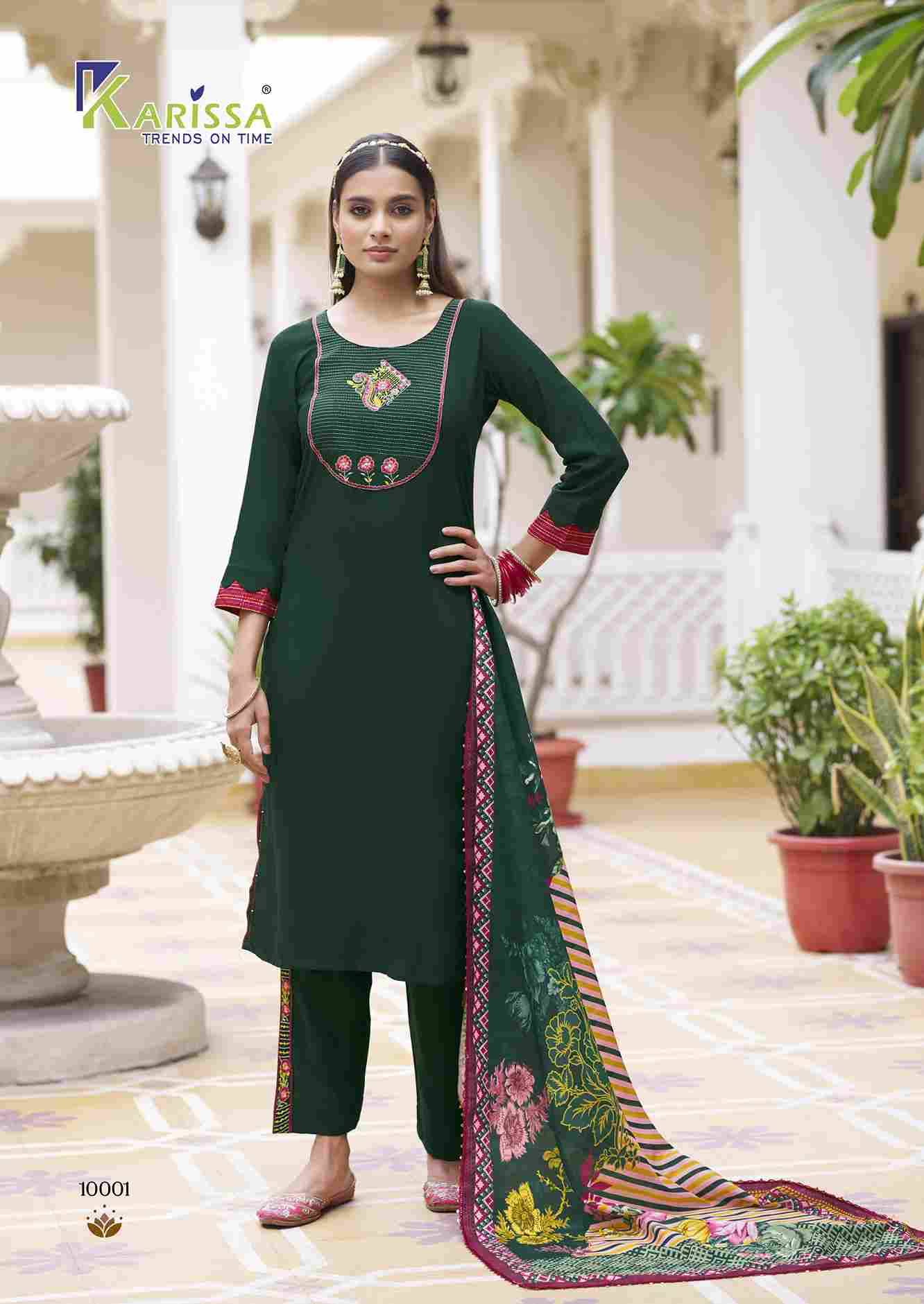 Vidisha Vol-10 By Karissa 10001 To 10006 Series Designer Festive Suits Beautiful Stylish Fancy Colorful Party Wear & Occasional Wear Rayon Dresses At Wholesale Price