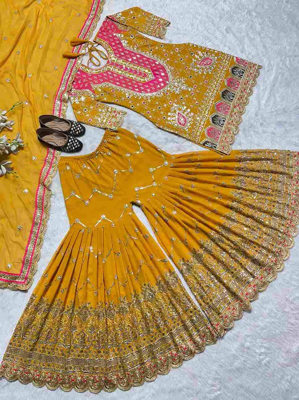 Sf-1050 By Fashid Wholesale Sharara Beautiful Festive Suits Colorful Stylish Fancy Casual Wear & Ethnic Wear Heavy Faux Georgette Dresses At Wholesale Price