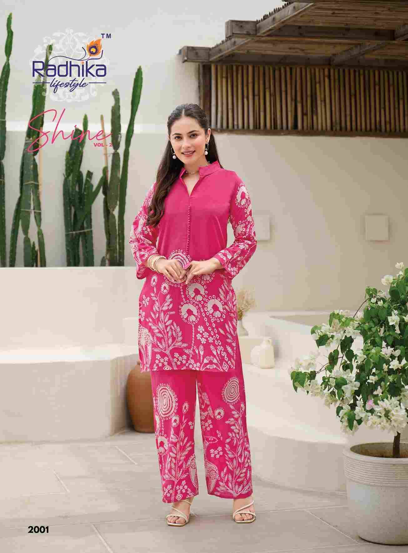 Shine Vol-2 By Radhika Lifestyle 2001 To 2008 Series Designer Stylish Fancy Colorful Beautiful Party Wear & Ethnic Wear Collection Pure Cotton Co-Ord At Wholesale Price