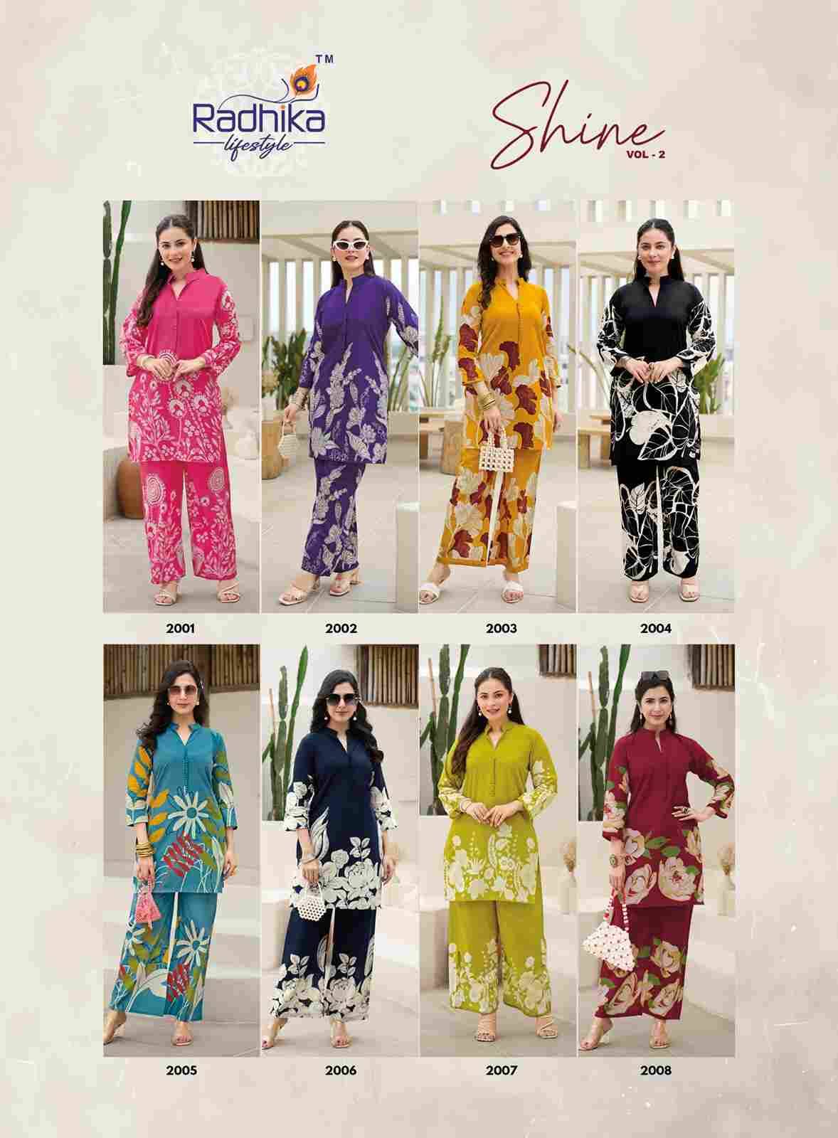 Shine Vol-2 By Radhika Lifestyle 2001 To 2008 Series Designer Stylish Fancy Colorful Beautiful Party Wear & Ethnic Wear Collection Pure Cotton Co-Ord At Wholesale Price