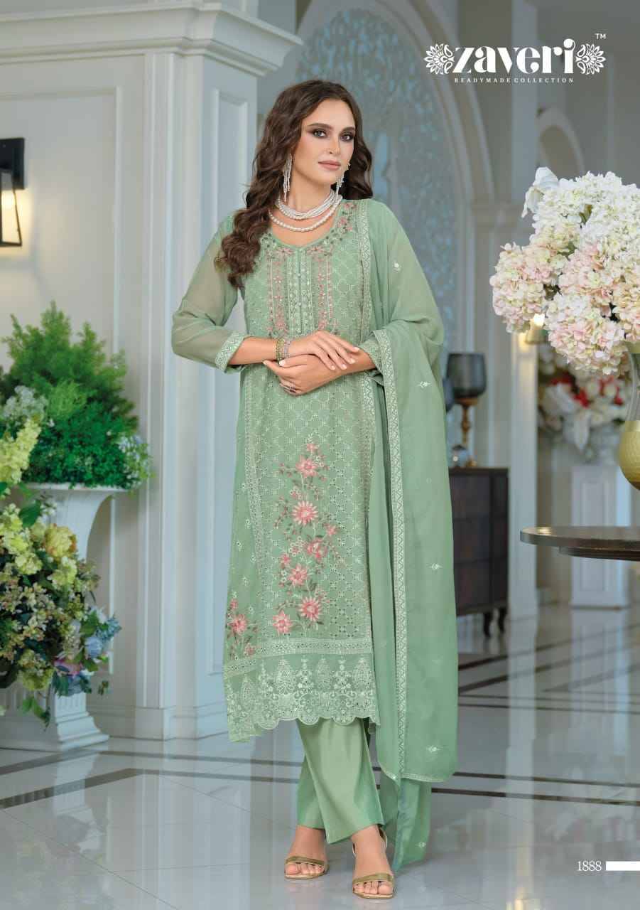 Raabta By Zaveri 1886 To 1888 Series Beautiful Festive Suits Colorful Stylish Fancy Casual Wear & Ethnic Wear Soft Organza Embroidery Dresses At Wholesale Price