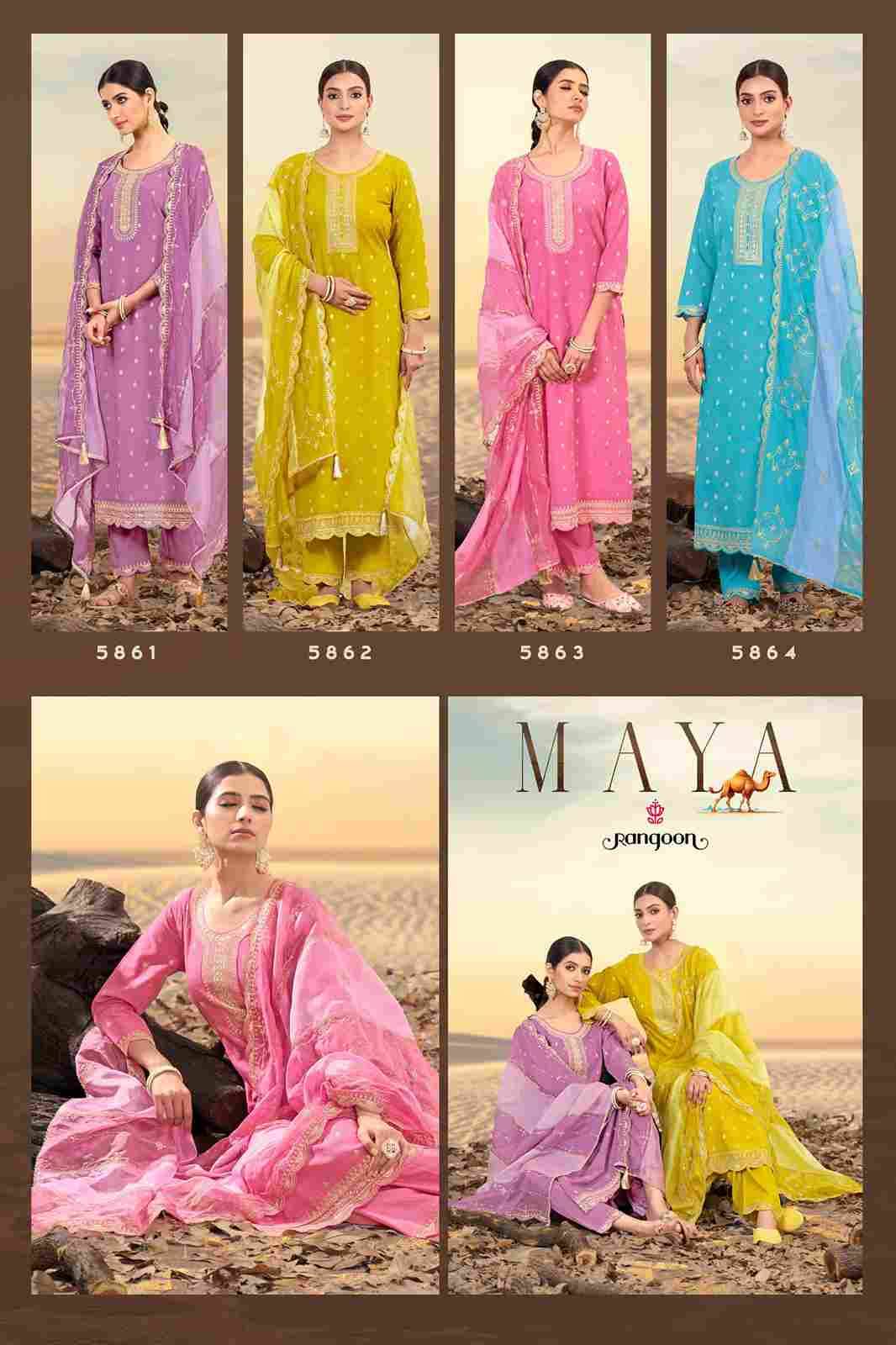 Maya By Rangoon 5861 To 5864 Series Beautiful Festive Suits Colorful Stylish Fancy Casual Wear & Ethnic Wear Viscose Jacquard Dresses At Wholesale Price