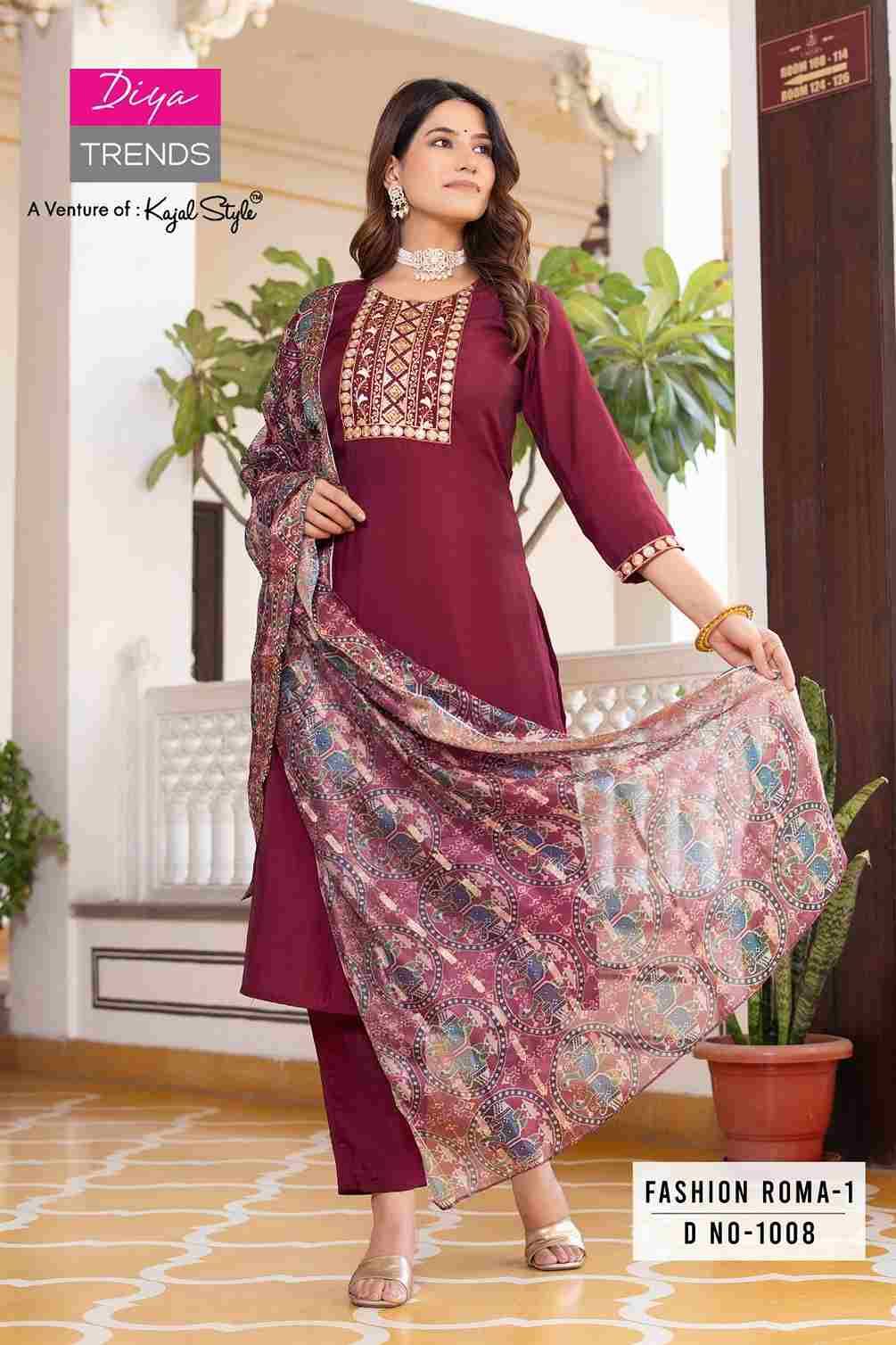 Fashion Roma Vol-1 By Diya Trends 1001 To 1008 Series Beautiful Festive Suits Colorful Stylish Fancy Casual Wear & Ethnic Wear Roman Silk Dresses At Wholesale Price