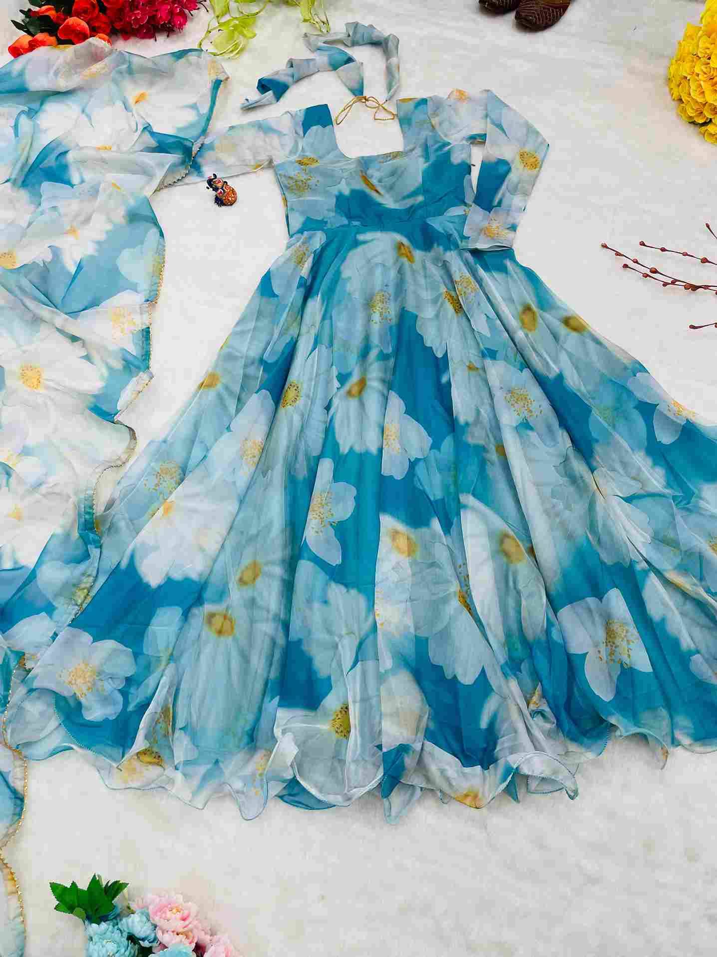 Mb-263 By Fashid Wholesale Designer Stylish Fancy Colorful Beautiful Party Wear & Ethnic Wear Collection Organza Tabby Silk Gown With Dupatta At Wholesale Price
