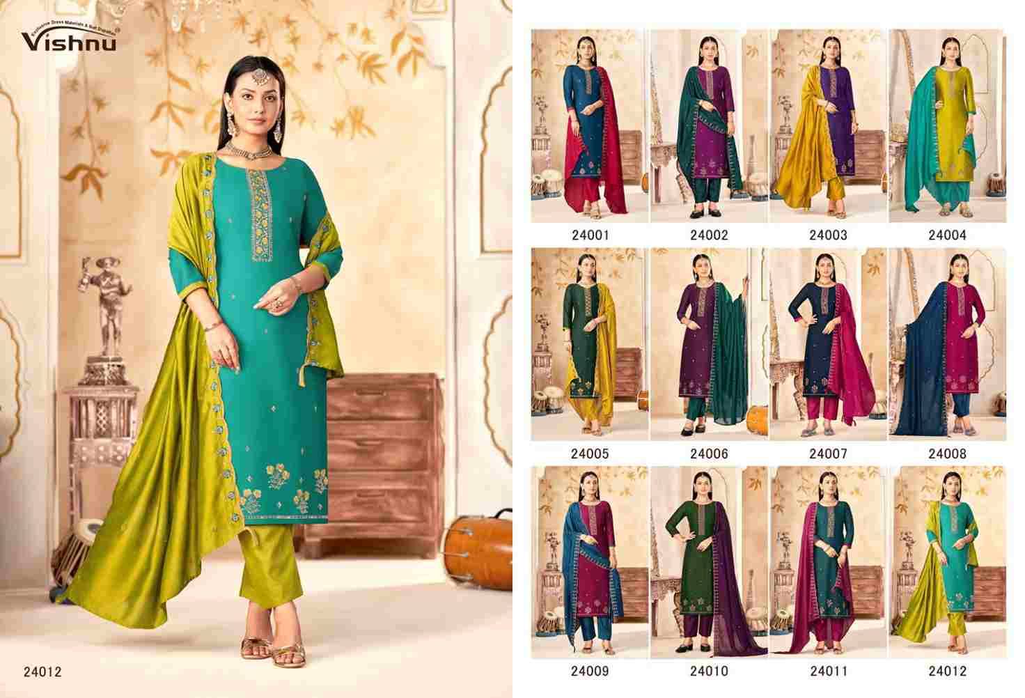 Maharang By Vishnu 24001 To 24012 Series Beautiful Stylish Festive Suits Fancy Colorful Casual Wear & Ethnic Wear & Ready To Wear Vatican Silk Print Dresses At Wholesale Price