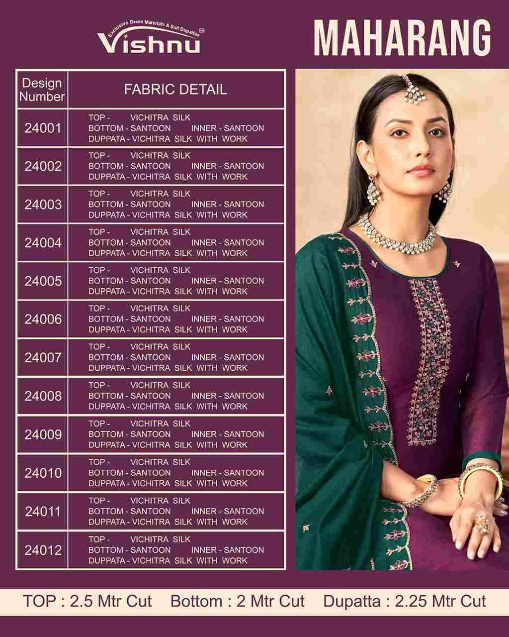 Maharang By Vishnu 24001 To 24012 Series Beautiful Stylish Festive Suits Fancy Colorful Casual Wear & Ethnic Wear & Ready To Wear Vatican Silk Print Dresses At Wholesale Price