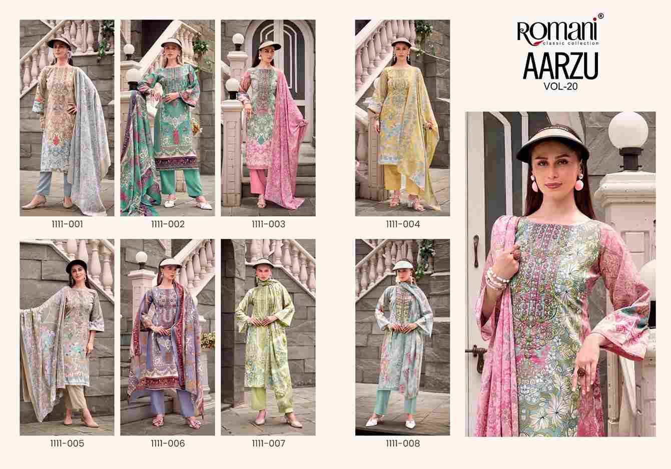 Aarzu Vol-20 By Romani 1111-001 To 1111-008 Series Beautiful Festive Suits Stylish Fancy Colorful Casual Wear & Ethnic Wear Soft Cotton Print Dresses At Wholesale Price
