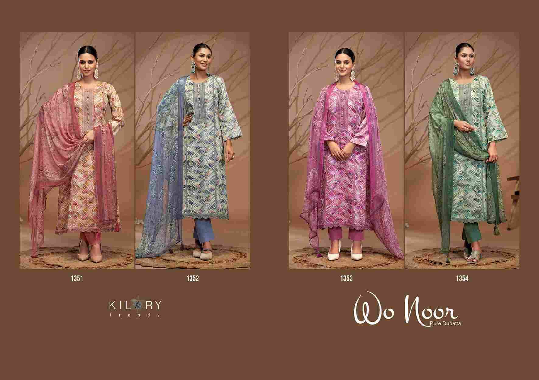 Wo Noor By Kilory 1351 To 1354 Series Beautiful Festive Suits Colorful Stylish Fancy Casual Wear & Ethnic Wear Pure Jam Cotton Dresses At Wholesale Price