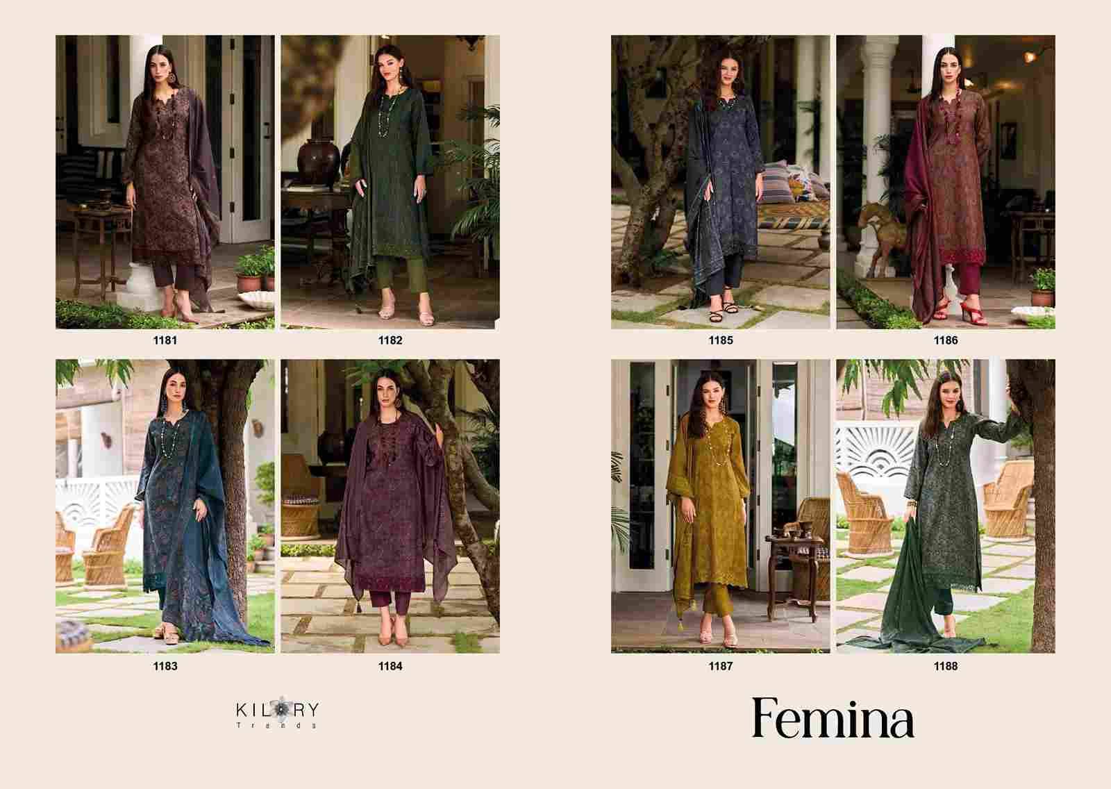 Femina By Kilory 1181 To 1188 Series Beautiful Festive Suits Colorful Stylish Fancy Casual Wear & Ethnic Wear Pure Viscose Silk Dresses At Wholesale Price