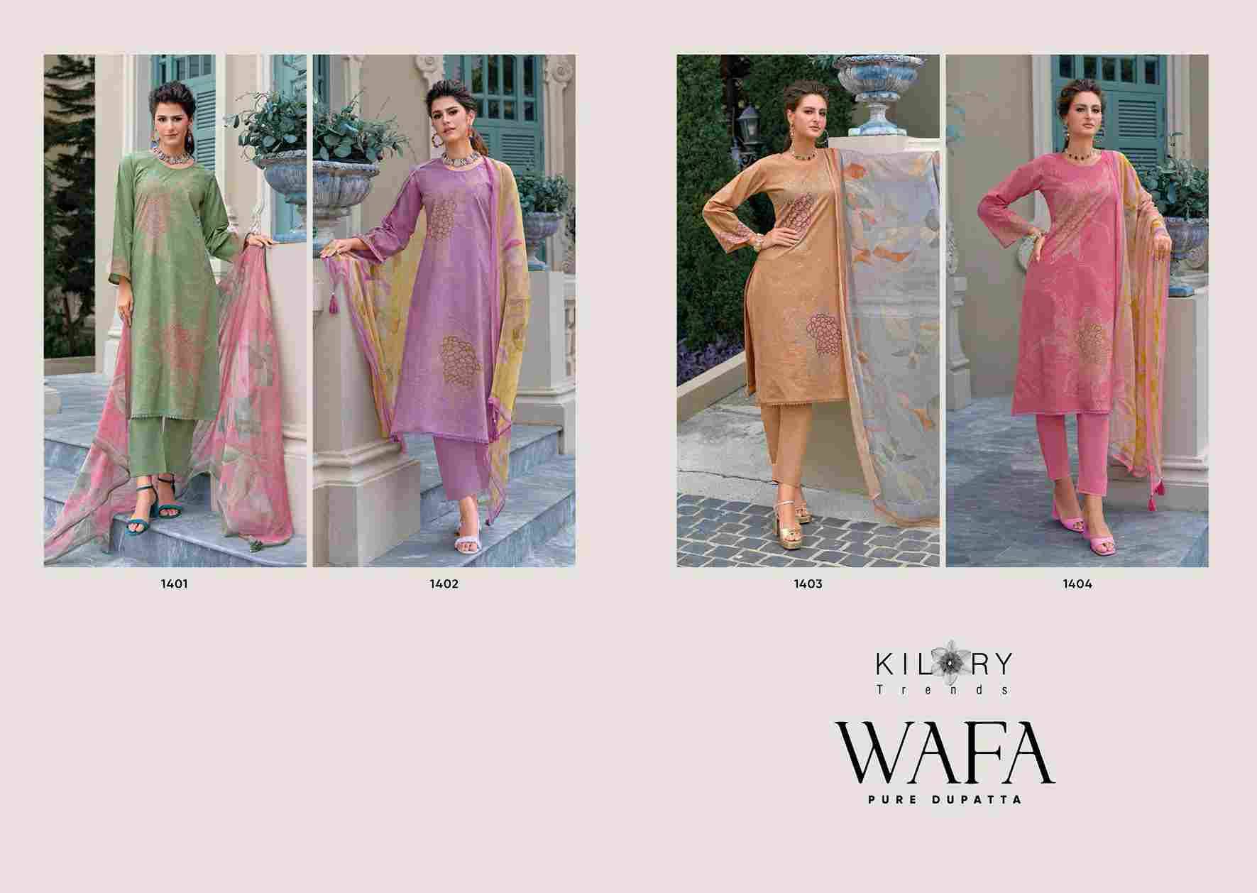 Wafa By Kilory 1401 To 1404 Series Beautiful Festive Suits Colorful Stylish Fancy Casual Wear & Ethnic Wear Pure Lawn Cotton Dresses At Wholesale Price