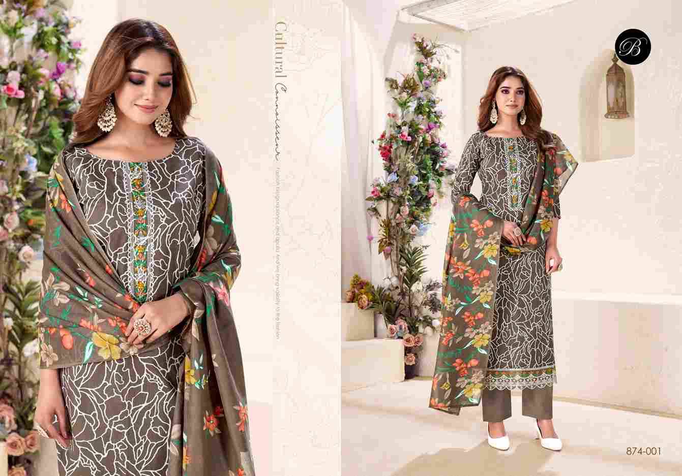 Nazma By Belliza 874-001 To 874-006 Series Beautiful Festive Suits Stylish Fancy Colorful Casual Wear & Ethnic Wear Pure Cotton Dresses At Wholesale Price
