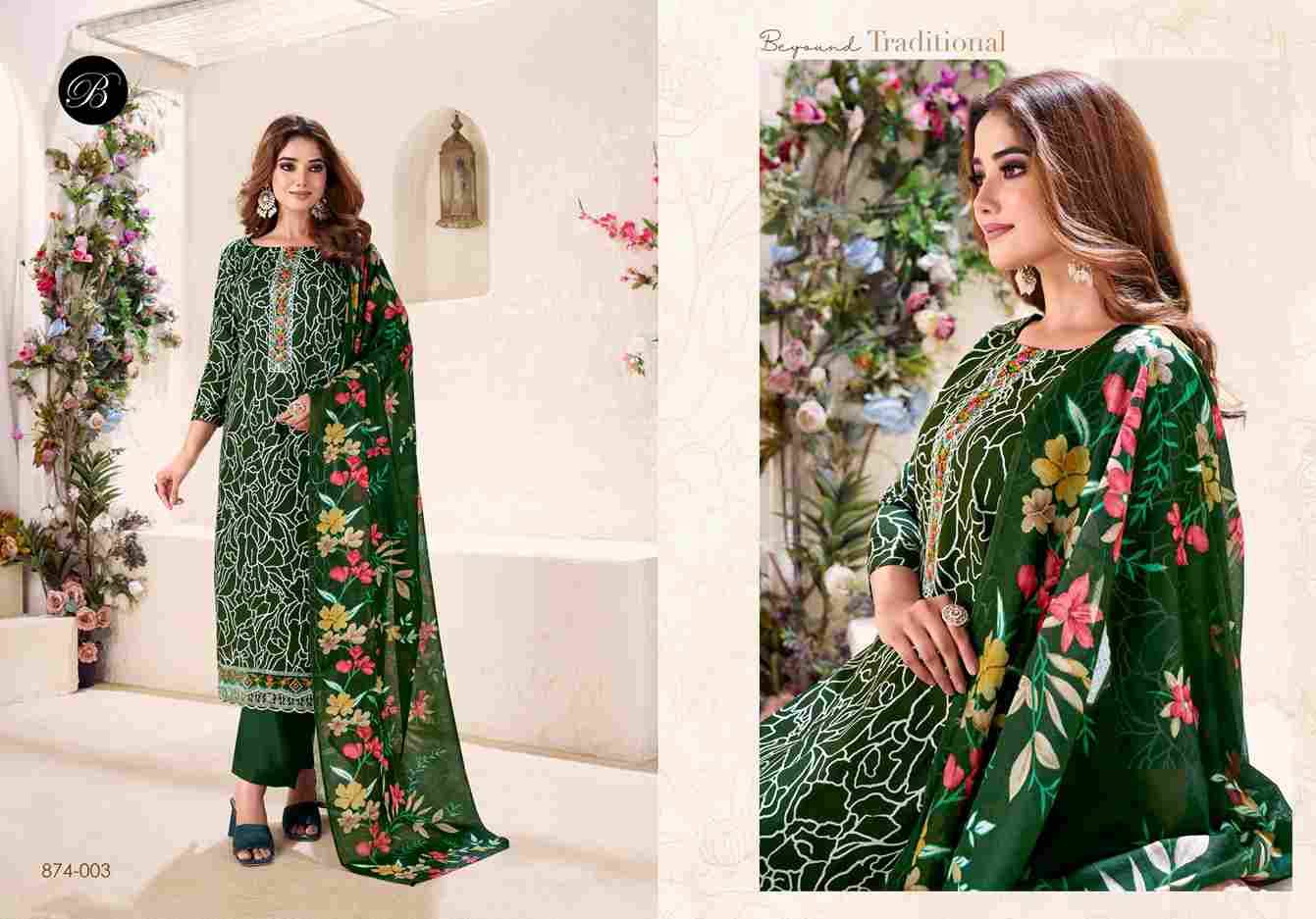 Nazma By Belliza 874-001 To 874-006 Series Beautiful Festive Suits Stylish Fancy Colorful Casual Wear & Ethnic Wear Pure Cotton Dresses At Wholesale Price