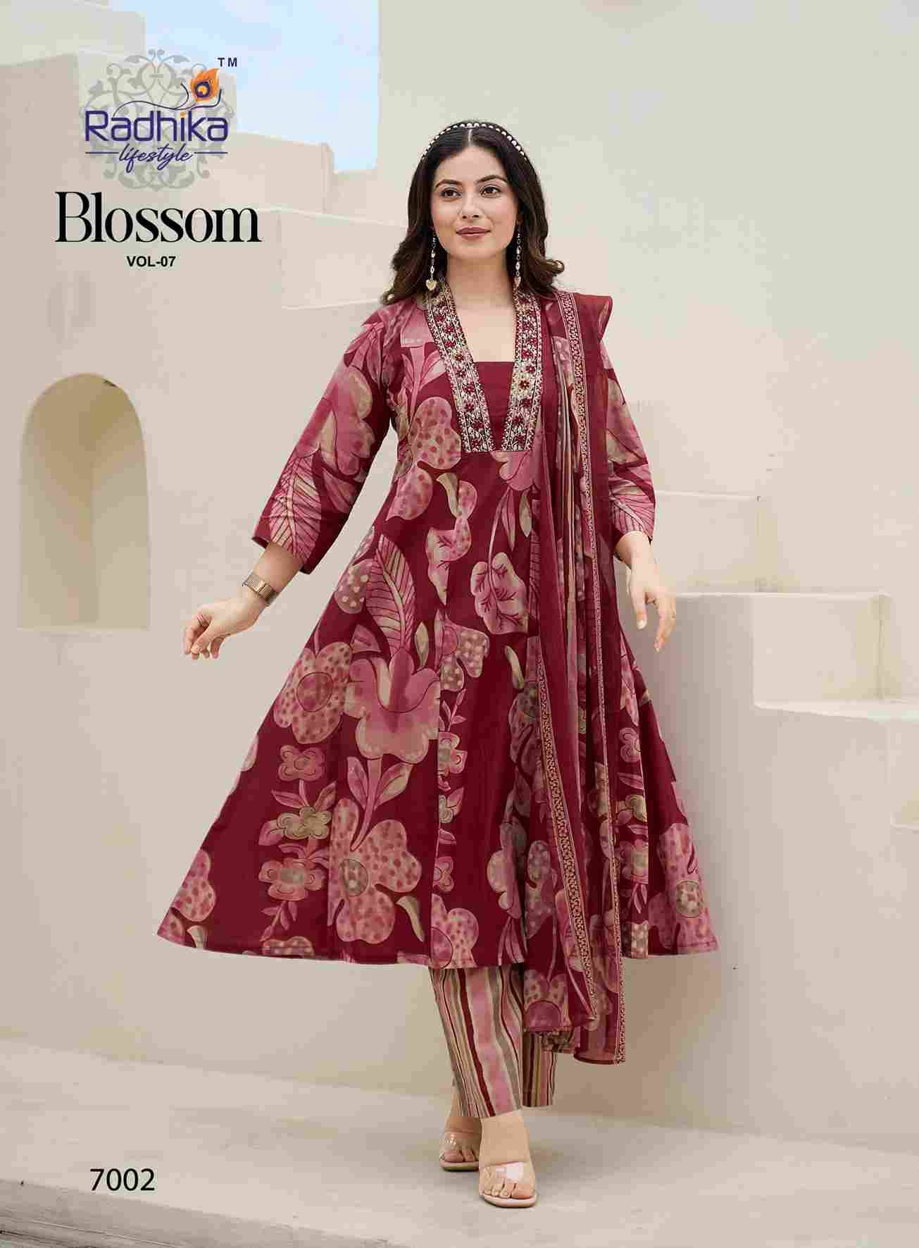 Blossom Vol-7 By Radhika Lifestyle 7001 To 7008 Series Beautiful Festive Suits Colorful Stylish Fancy Casual Wear & Ethnic Wear Cotton Print With Work Dresses At Wholesale Price