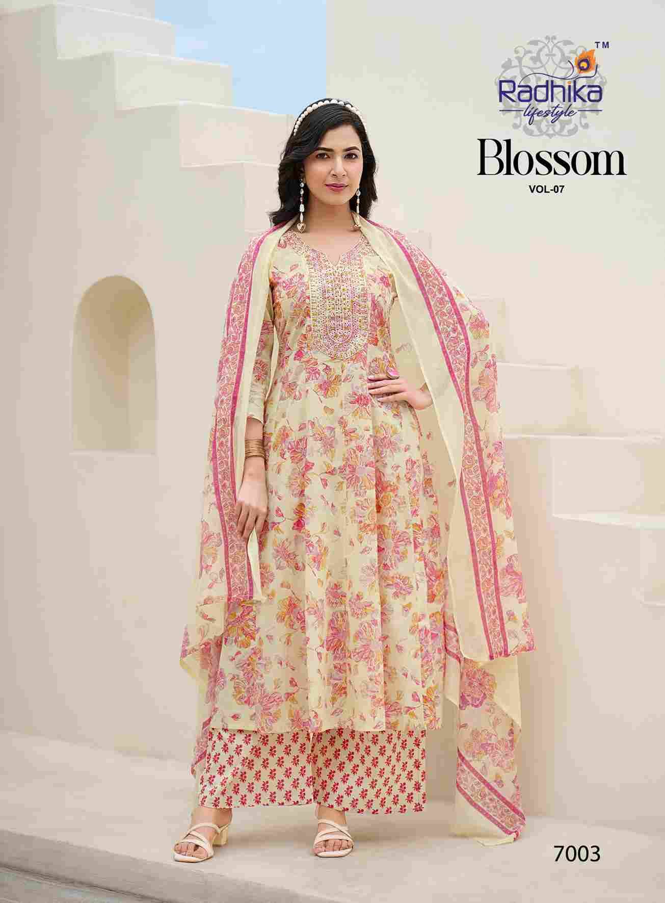 Blossom Vol-7 By Radhika Lifestyle 7001 To 7008 Series Beautiful Festive Suits Colorful Stylish Fancy Casual Wear & Ethnic Wear Cotton Print With Work Dresses At Wholesale Price