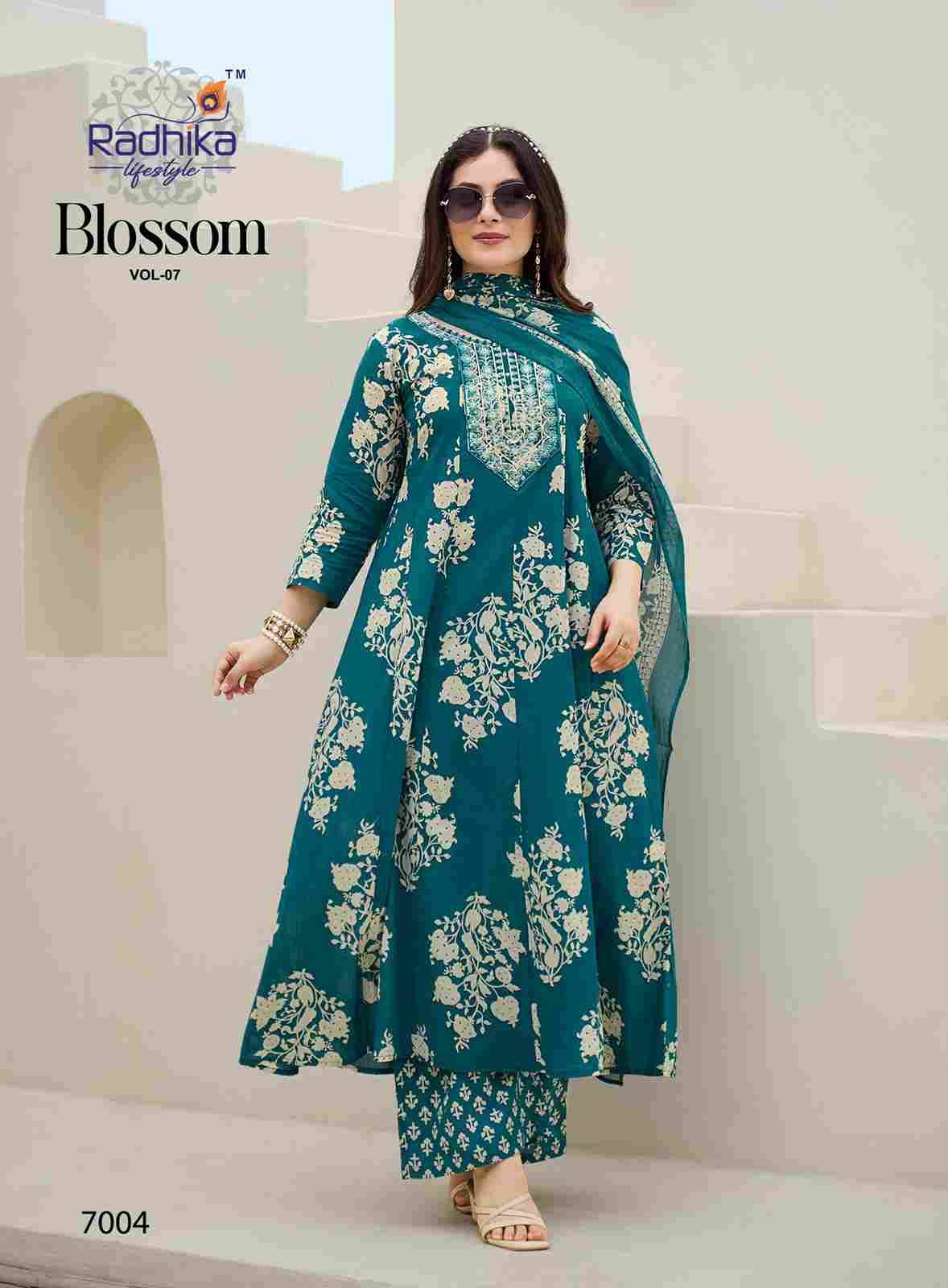 Blossom Vol-7 By Radhika Lifestyle 7001 To 7008 Series Beautiful Festive Suits Colorful Stylish Fancy Casual Wear & Ethnic Wear Cotton Print With Work Dresses At Wholesale Price