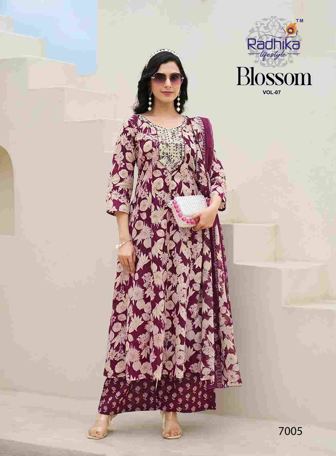 Blossom Vol-7 By Radhika Lifestyle 7001 To 7008 Series Beautiful Festive Suits Colorful Stylish Fancy Casual Wear & Ethnic Wear Cotton Print With Work Dresses At Wholesale Price